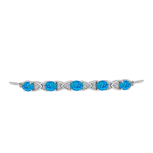 Pulsera de Plata con Ópalo Azul Paraiba de Etiopía y Topacio Blanco