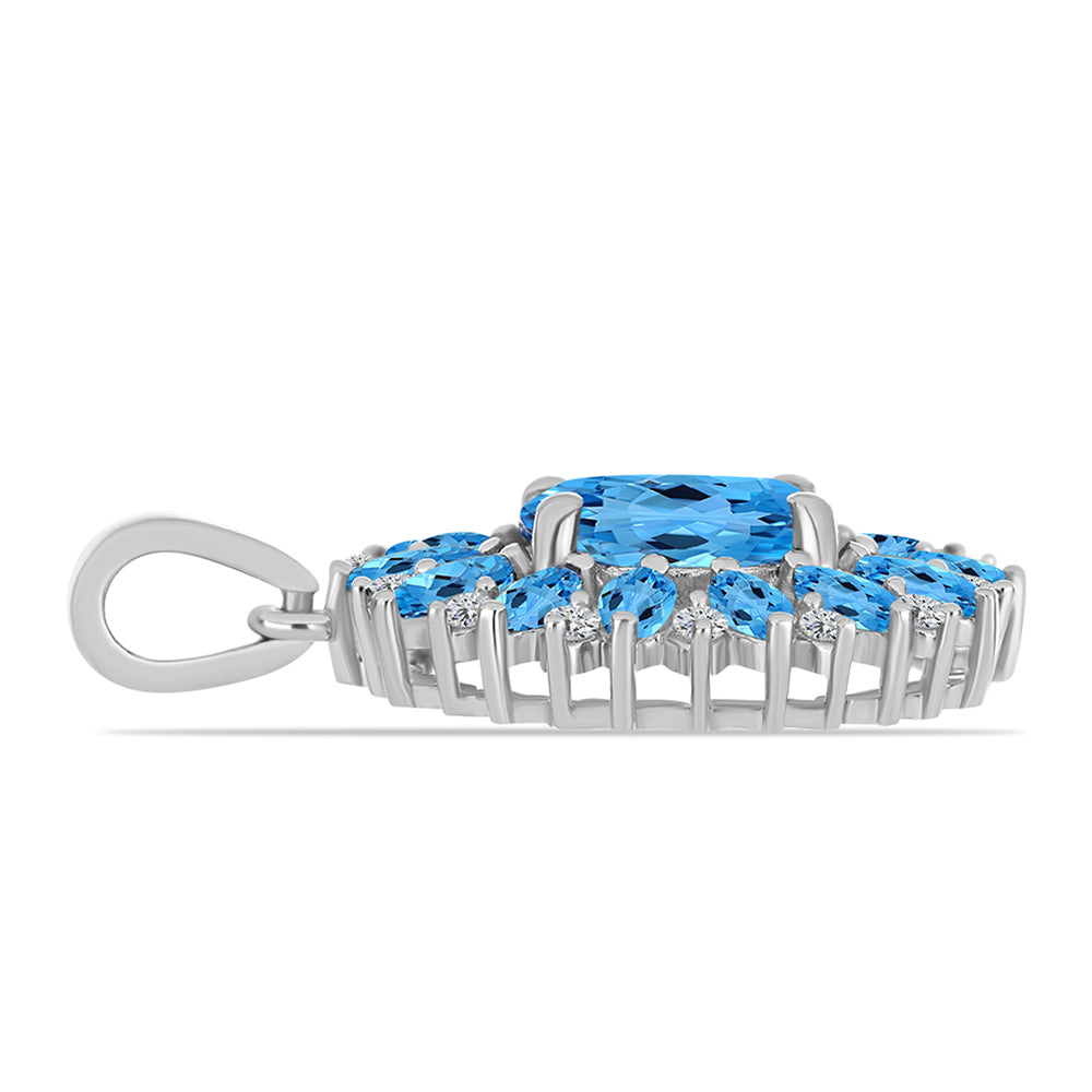 Colgante de Plata con Topacio Azul Suizo y Topacio Blanco 2 