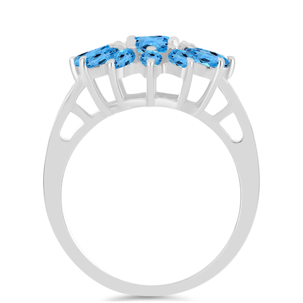 Anillo de Plata con Topacio Azul Suizo