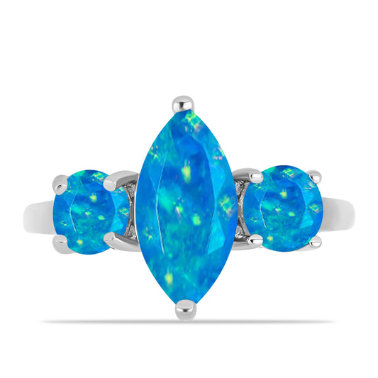 Anillo de Plata con Ópalo Azul Paraiba de Etiopía