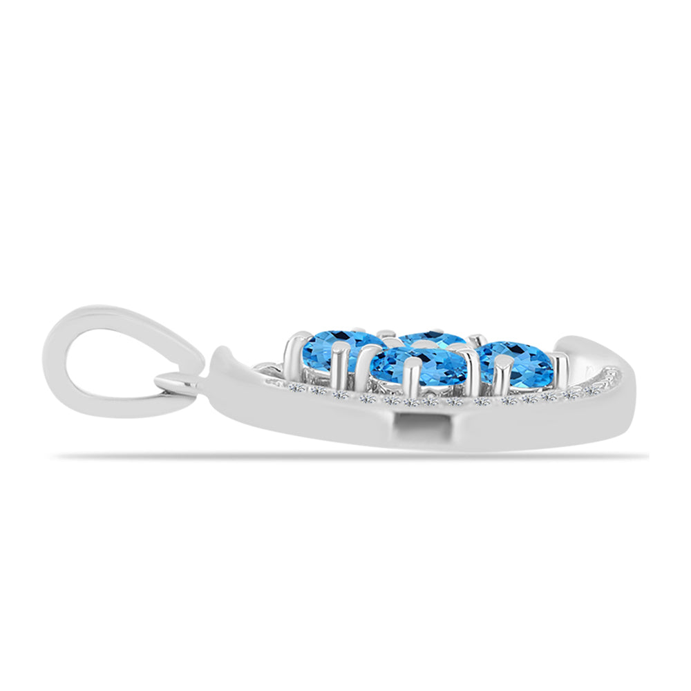 Colgante de Plata con Topacio Azul Suizo y Topacio Blanco