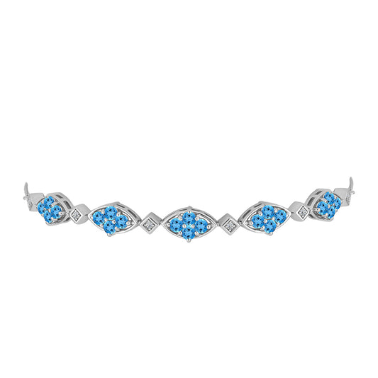 Pulsera de Plata con Topacio Azul Suizo y Topacio Blanco