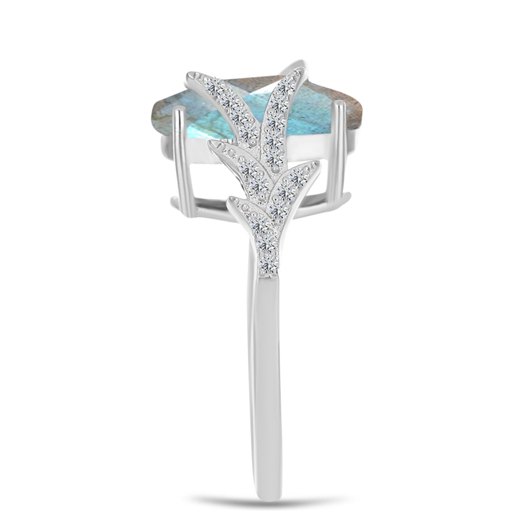 Anillo de Plata con Labradorita de las Minas de Gullgruvene y Topacio Blanco 6 