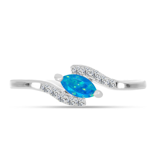 Anillo de Plata con Ópalo Azul Paraiba de Etiopía y Topacio Blanco