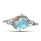 Anillo de Plata con Labradorita de las Minas de Gullgruvene y Topacio Blanco