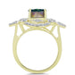 Anillo de Plata Bañada en Oro con Drusa Verde y Topacio Blanco