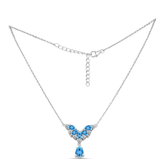 Collar de Plata con Topacio Azul Suizo y Topacio Blanco
