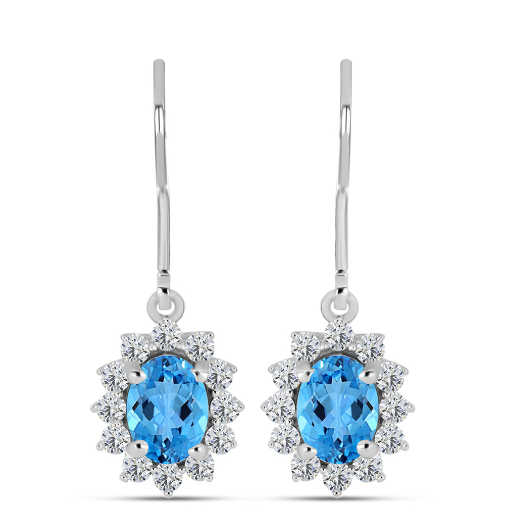 Pendientes de Plata con Topacio Azul Suizo y Topacio Blanco 1 