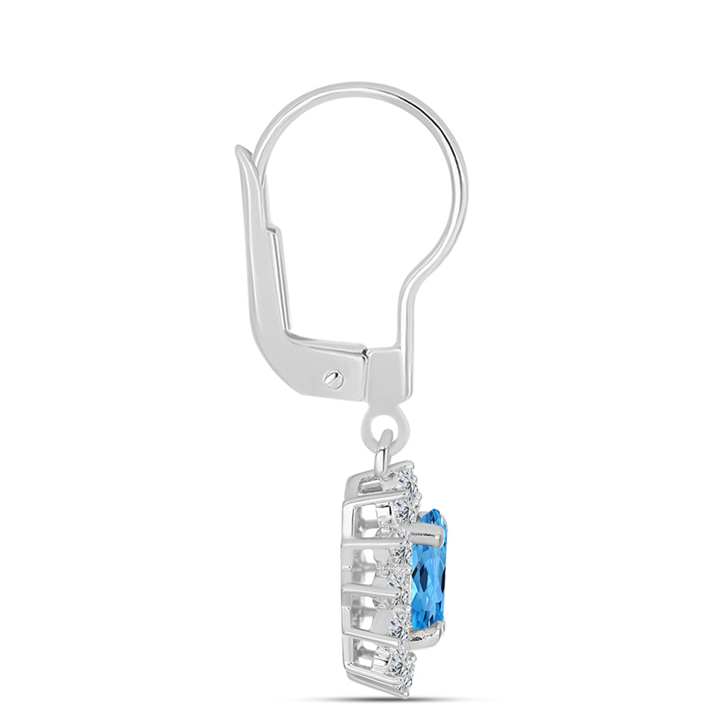Pendientes de Plata con Topacio Azul Suizo y Topacio Blanco