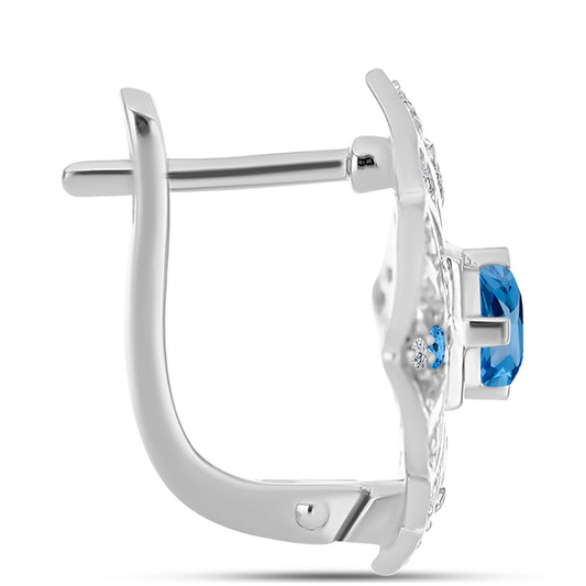 Pendientes de Plata con Topacio Azul Suizo y Topacio Blanco