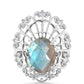 Anillo de Plata con Labradorita de las Minas de Gullgruvene y Topacio Blanco