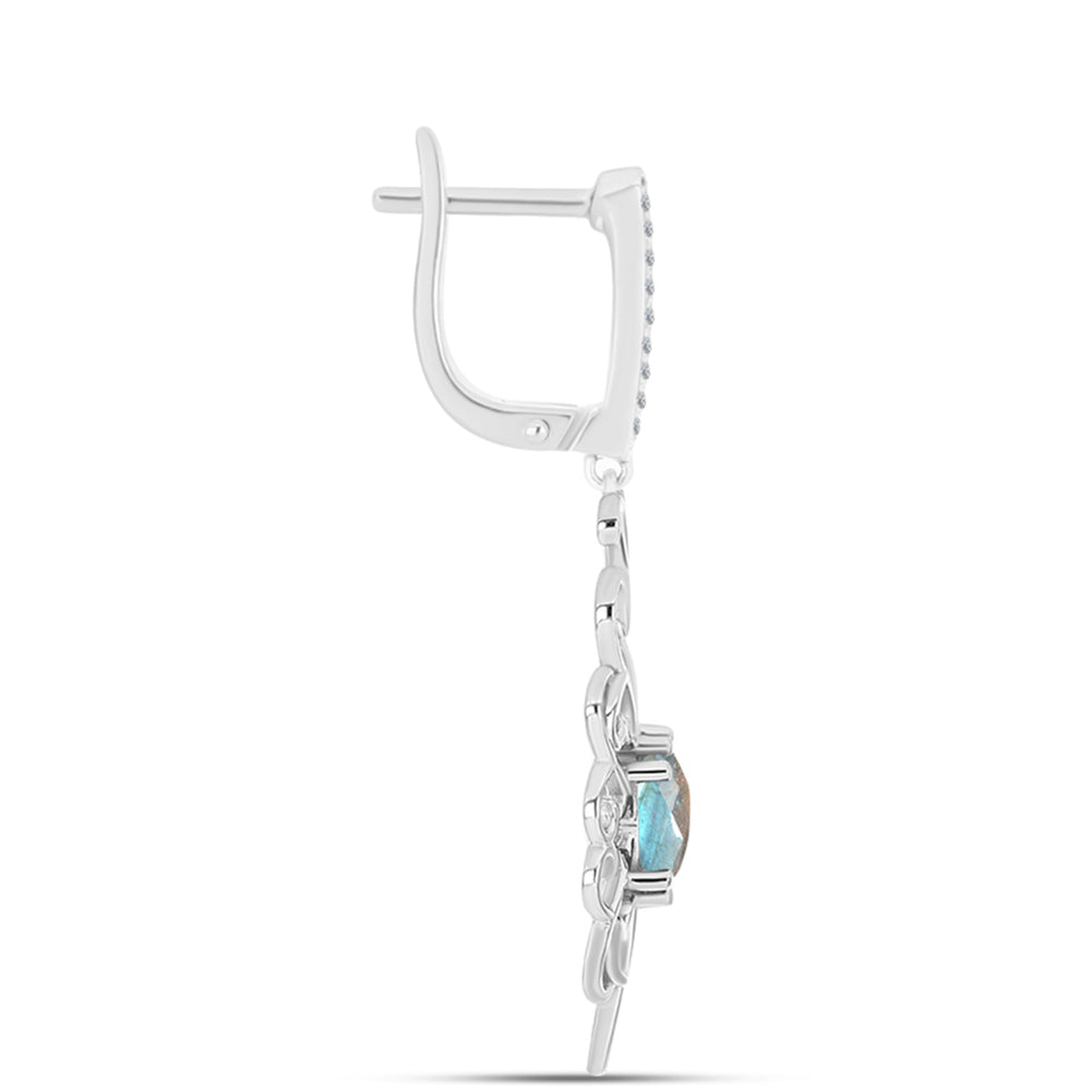Pendientes de Plata con Labradorita de las Minas de Gullgruvene y Topacio Blanco 2 