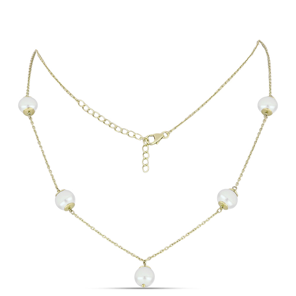 Collar de Plata Bañada en Oro con Perla de Agua Dulce 1 