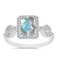 Anillo de Plata con Labradorita de las Minas de Gullgruvene y Topacio Blanco