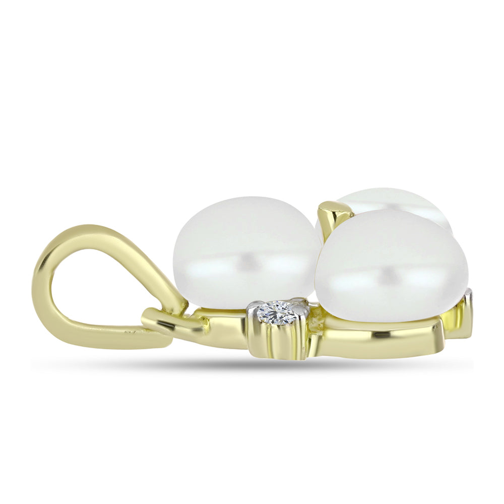 Colgante de Plata Bañada en Oro con Perla de Agua Dulce y Topacio Blanco