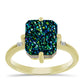 Anillo de Plata Bañada en Oro con Drusa Verde y Topacio Blanco