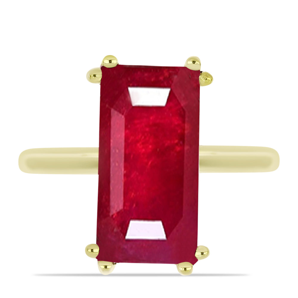 Anillo de Plata Bañada en Oro con Rubí de Madagascar 1 
