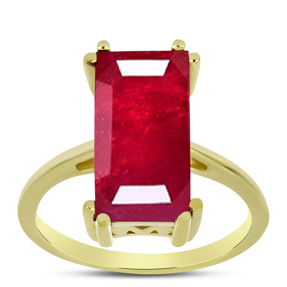 Anillo de Plata Bañada en Oro con Rubí de Madagascar 3 