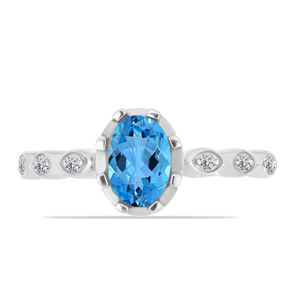 Anillo de Plata con Ópalo Azul Paraiba de Etiopía y Topacio Blanco 1 