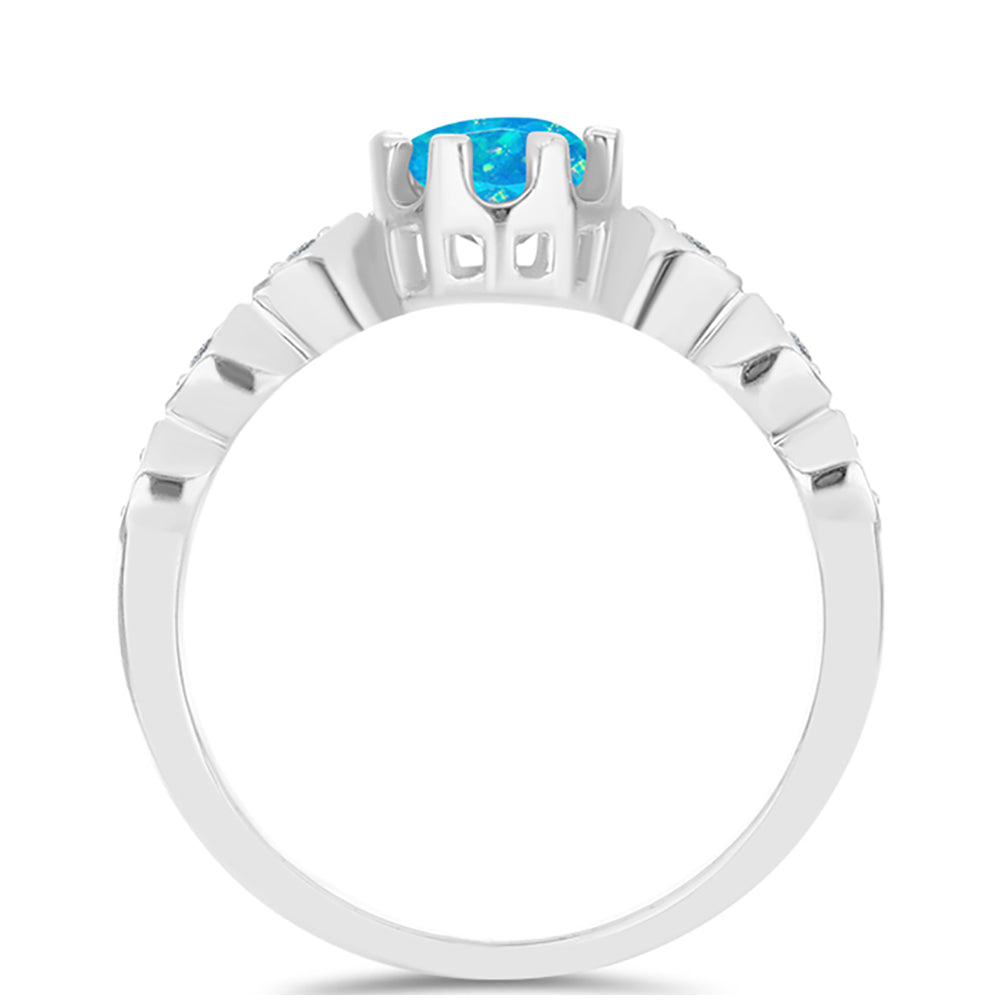 Anillo de Plata con Ópalo Azul Paraiba de Etiopía y Topacio Blanco 2 