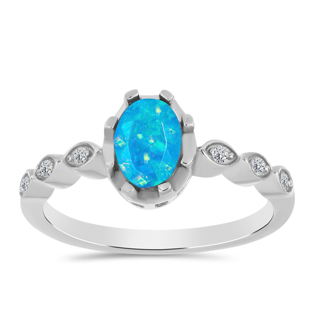 Anillo de Plata con Ópalo Azul Paraiba de Etiopía y Topacio Blanco 3 
