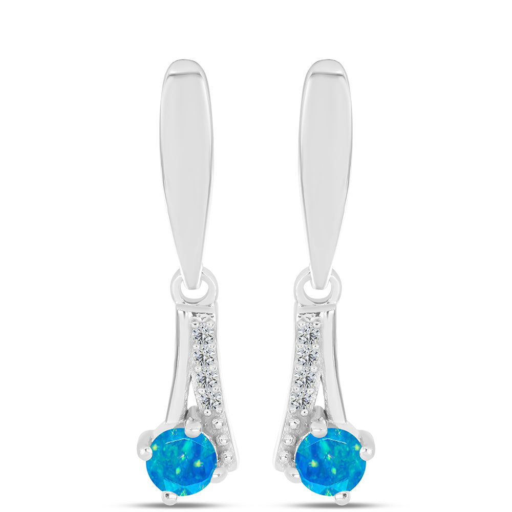 Pendientes de Plata con Ópalo Azul Paraiba de Etiopía y Topacio Blanco