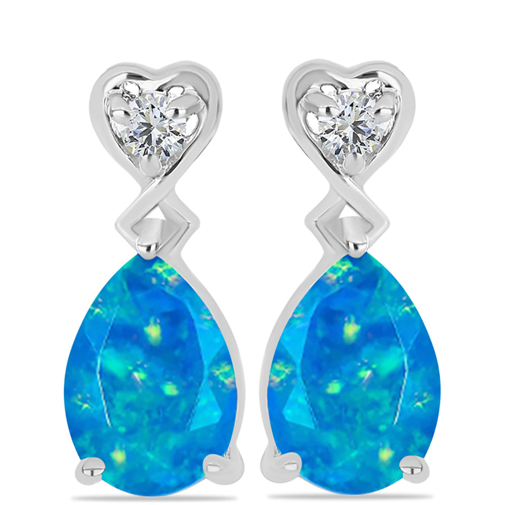 Pendientes de Plata con Ópalo Azul Paraiba de Etiopía y Topacio Blanco