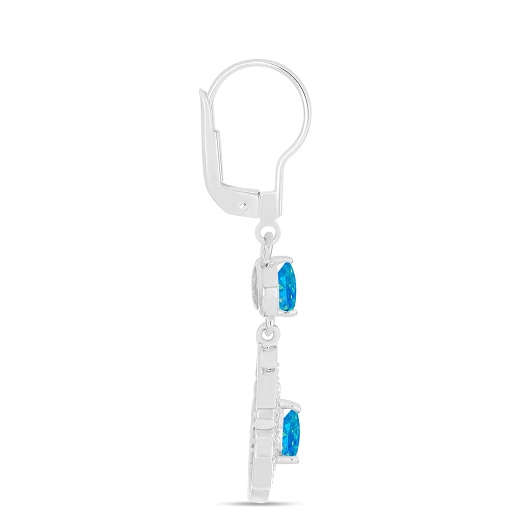 Pendientes de Plata con Ópalo Azul Paraiba de Etiopía y Topacio Blanco 2 