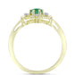 Anillo de Plata Bañada en Oro con Esmeralda de Brasil y Topacio Blanco