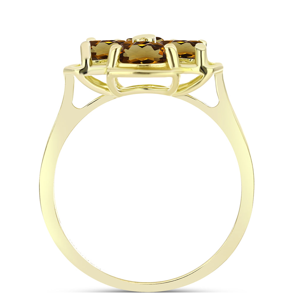 Anillo de Plata Bañada en Oro con Cuarzo Coñac