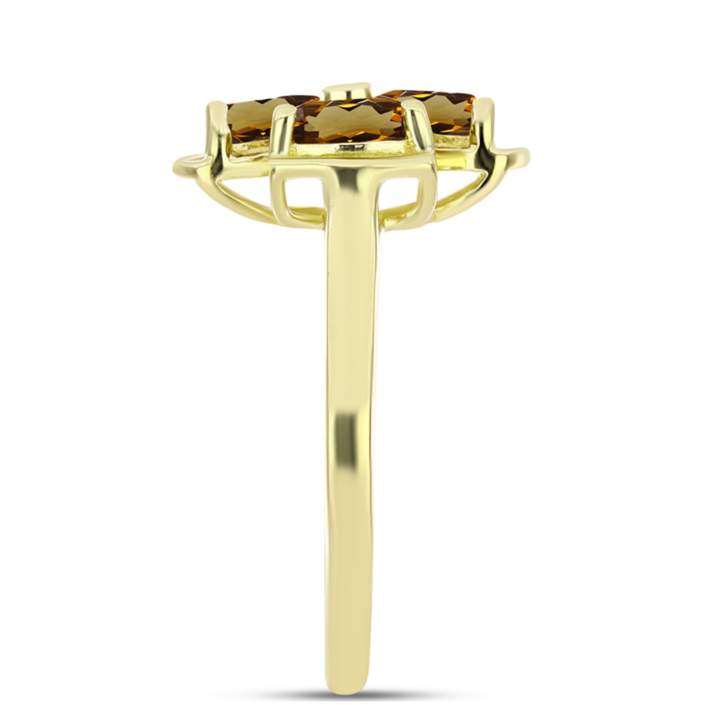 Anillo de Plata Bañada en Oro con Cuarzo Coñac