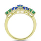 Anillo de Plata Bañada en Oro con Esmeralda de Brasil y Zafiro Azul Australiano