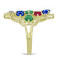 Anillo de Plata Bañada en Oro con Esmeralda de Brasil y Zafiro Azul Australiano
