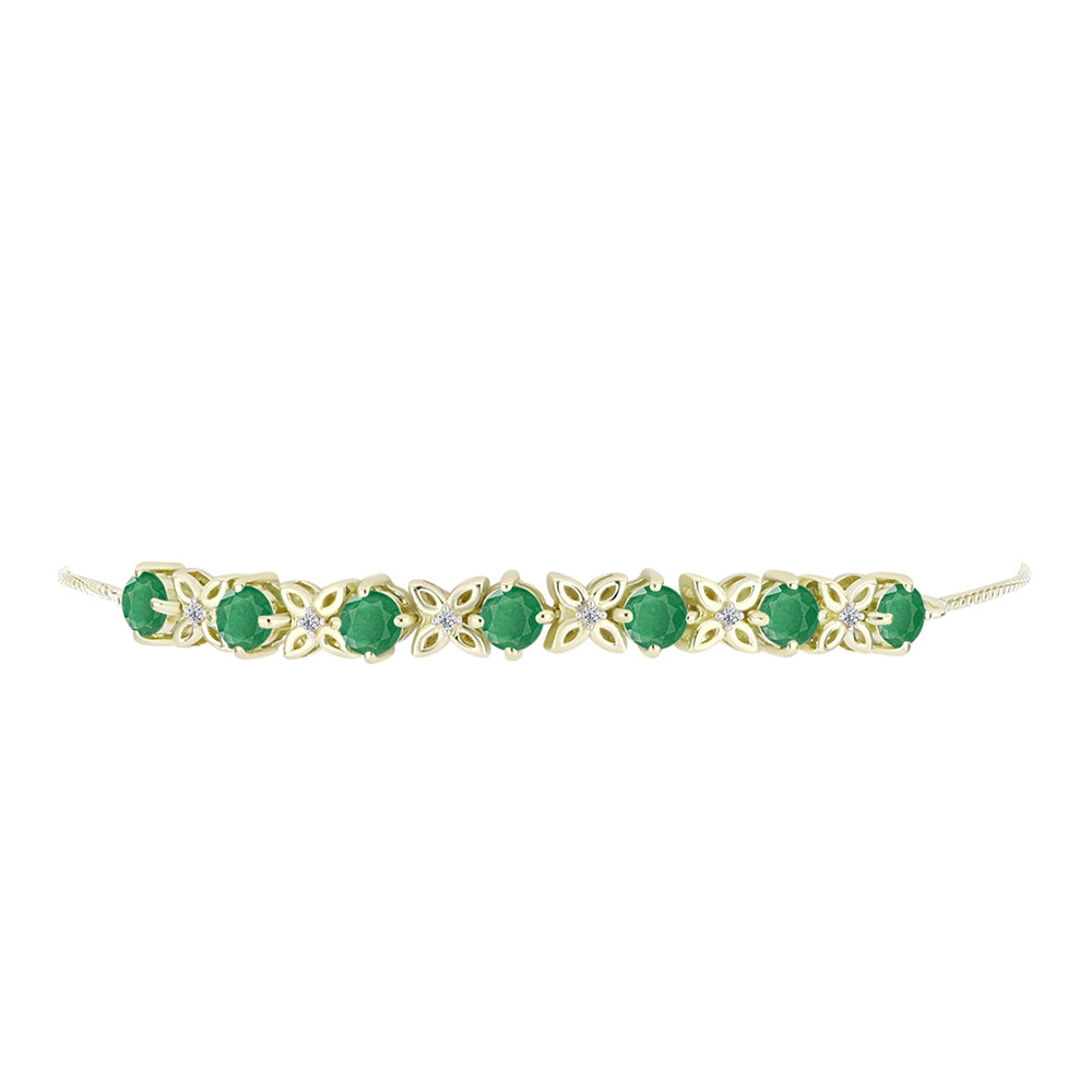Pulsera de Plata Bañada en Oro con Esmeralda de Brasil y Topacio Blanco 2 