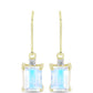 Pendientes de Plata Bañada en Oro con Piedra Lunar Arco Iris y Topacio Blanco