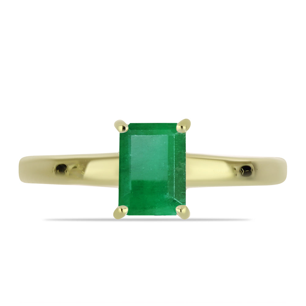 Anillo de Plata Bañada en Oro con Esmeralda de Brasil 1 
