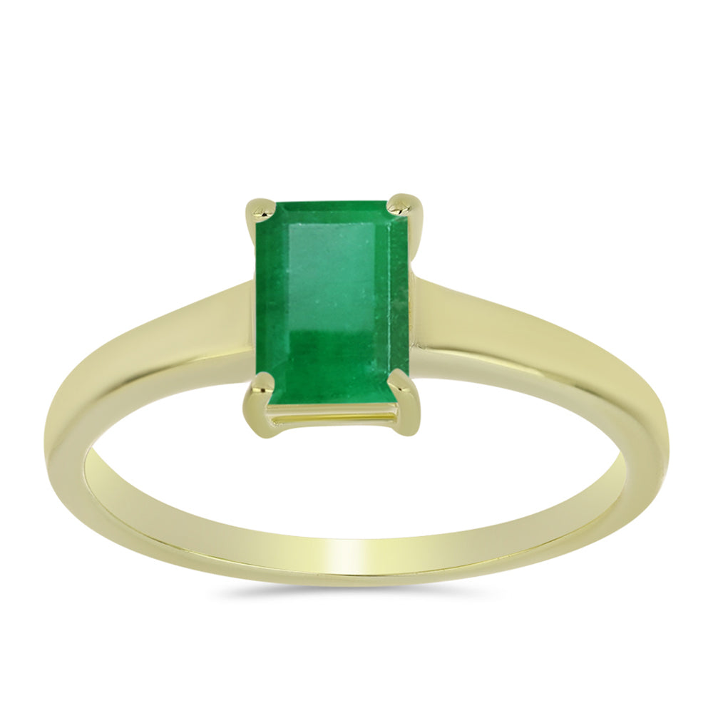 Anillo de Plata Bañada en Oro con Esmeralda de Brasil 3 