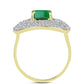 Anillo de Plata Bañada en Oro con Esmeralda de Brasil y Topacio Blanco
