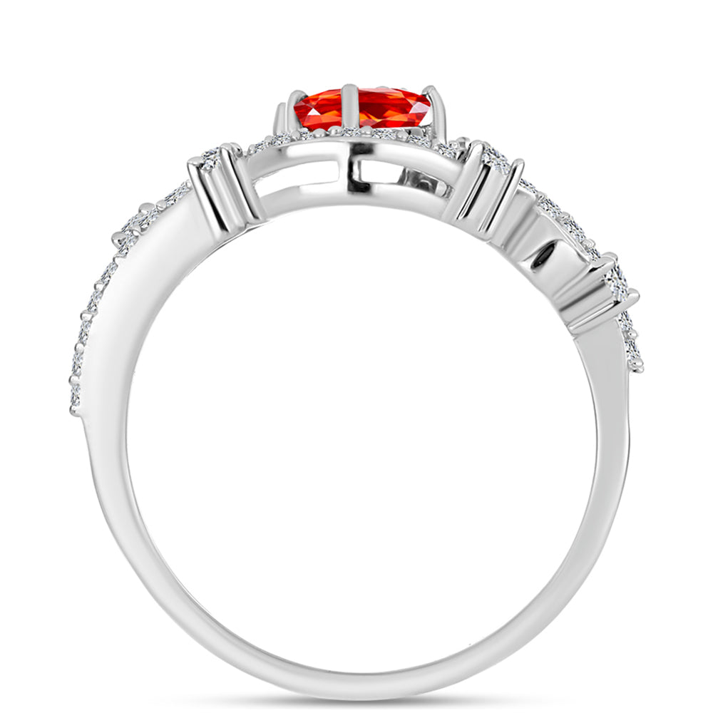 Anillo de Plata con Ópalo Rojo etíope de Lega Dembi y Topacio Blanco 2 