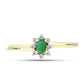 Anillo de Plata Bañada en Oro con Esmeralda de Brasil y Topacio Blanco