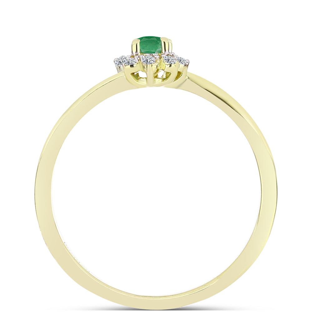 Anillo de Plata Bañada en Oro con Esmeralda de Brasil y Topacio Blanco 2 