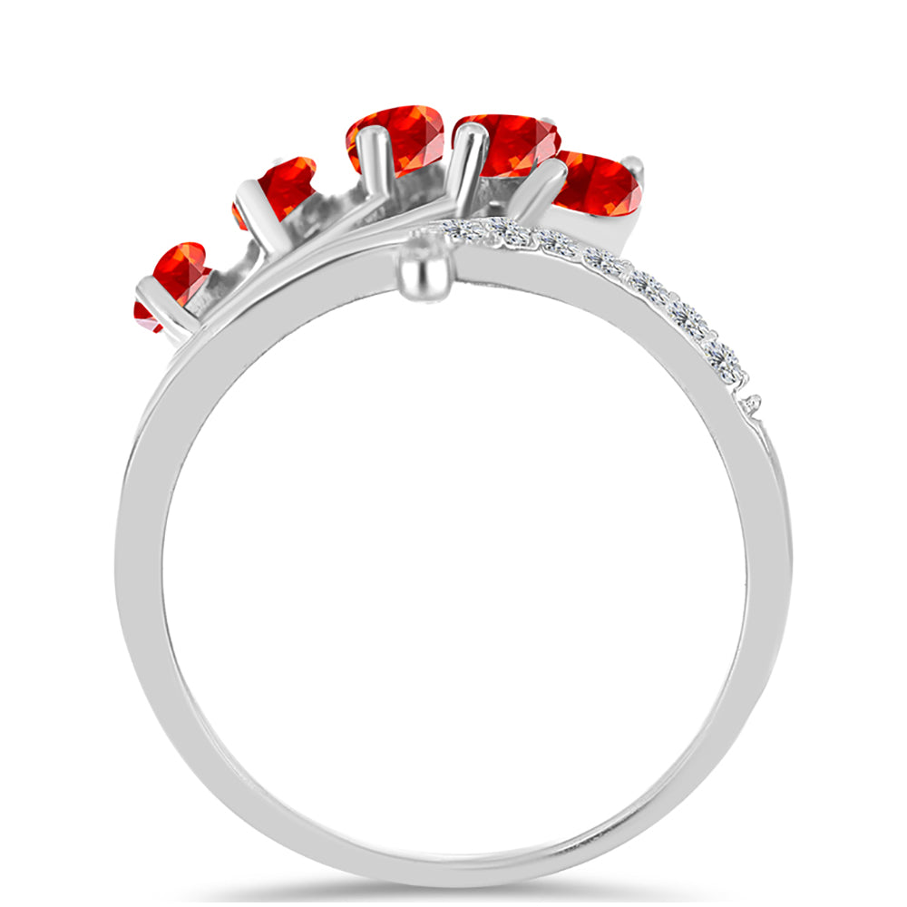 Anillo de Plata con Ópalo Rojo etíope de Lega Dembi y Topacio Blanco