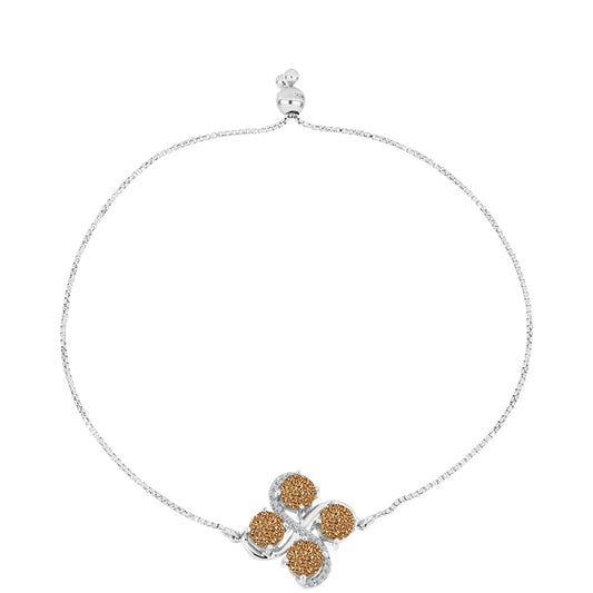Pulsera de Plata con Drusa Dorada y Topacio Blanco