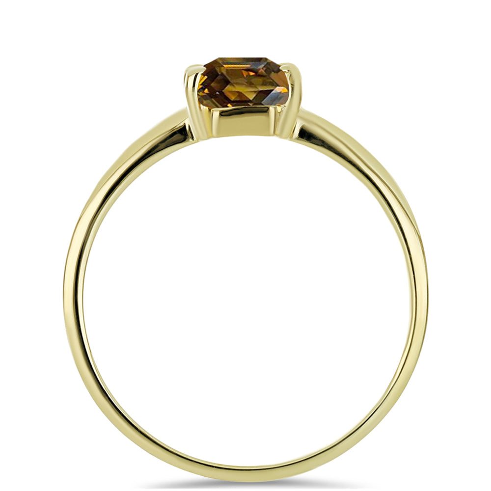 Anillo de Plata Bañada en Oro con Cuarzo Coñac 2 