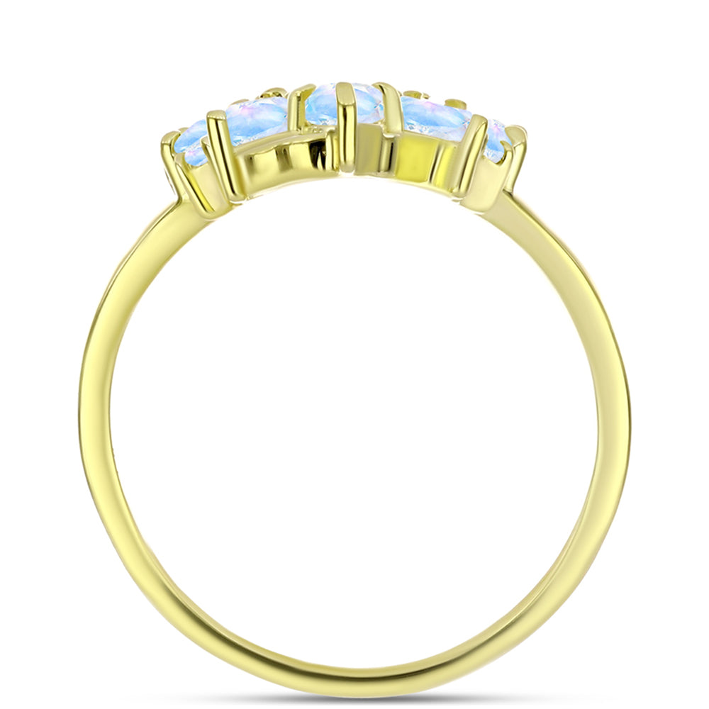 Anillo de Plata Bañada en Oro con Piedra Lunar Arco Iris