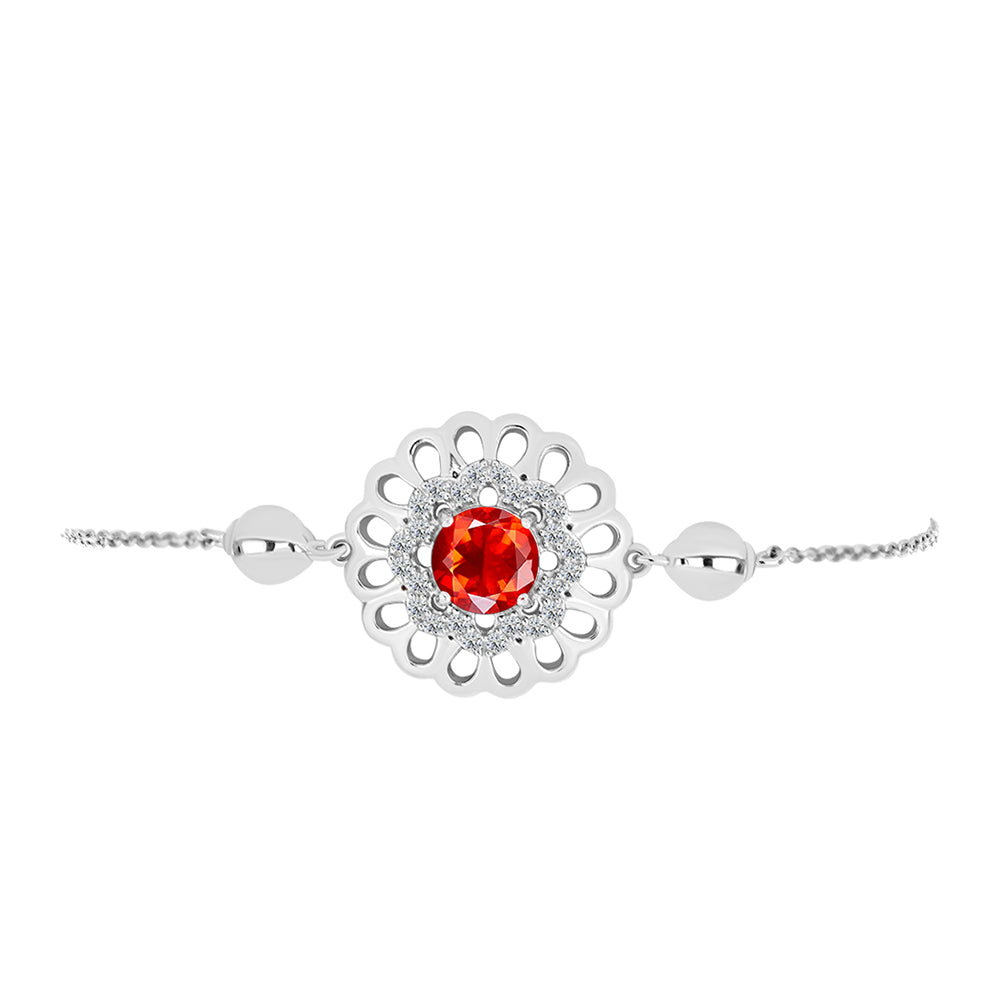 Pulsera de Plata con Ópalo Rojo etíope de Lega Dembi y Topacio Blanco 1 