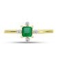 Anillo de Plata Bañada en Oro con Esmeralda de Brasil y Topacio Blanco