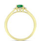 Anillo de Plata Bañada en Oro con Esmeralda de Brasil y Topacio Blanco