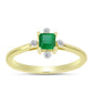 Anillo de Plata Bañada en Oro con Esmeralda de Brasil y Topacio Blanco