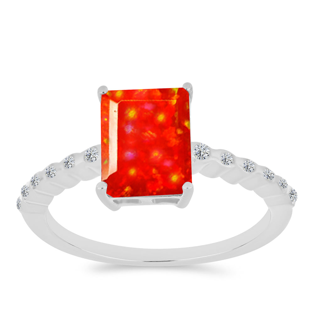 Anillo de Plata con Ópalo Rojo etíope de Lega Dembi y Topacio Blanco 3 